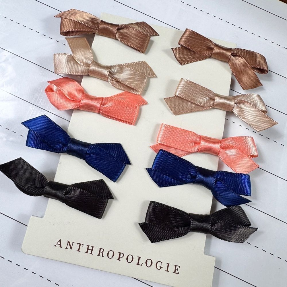 Anthropologie Kids Hair Bow Set - Pink, Blue, Brown